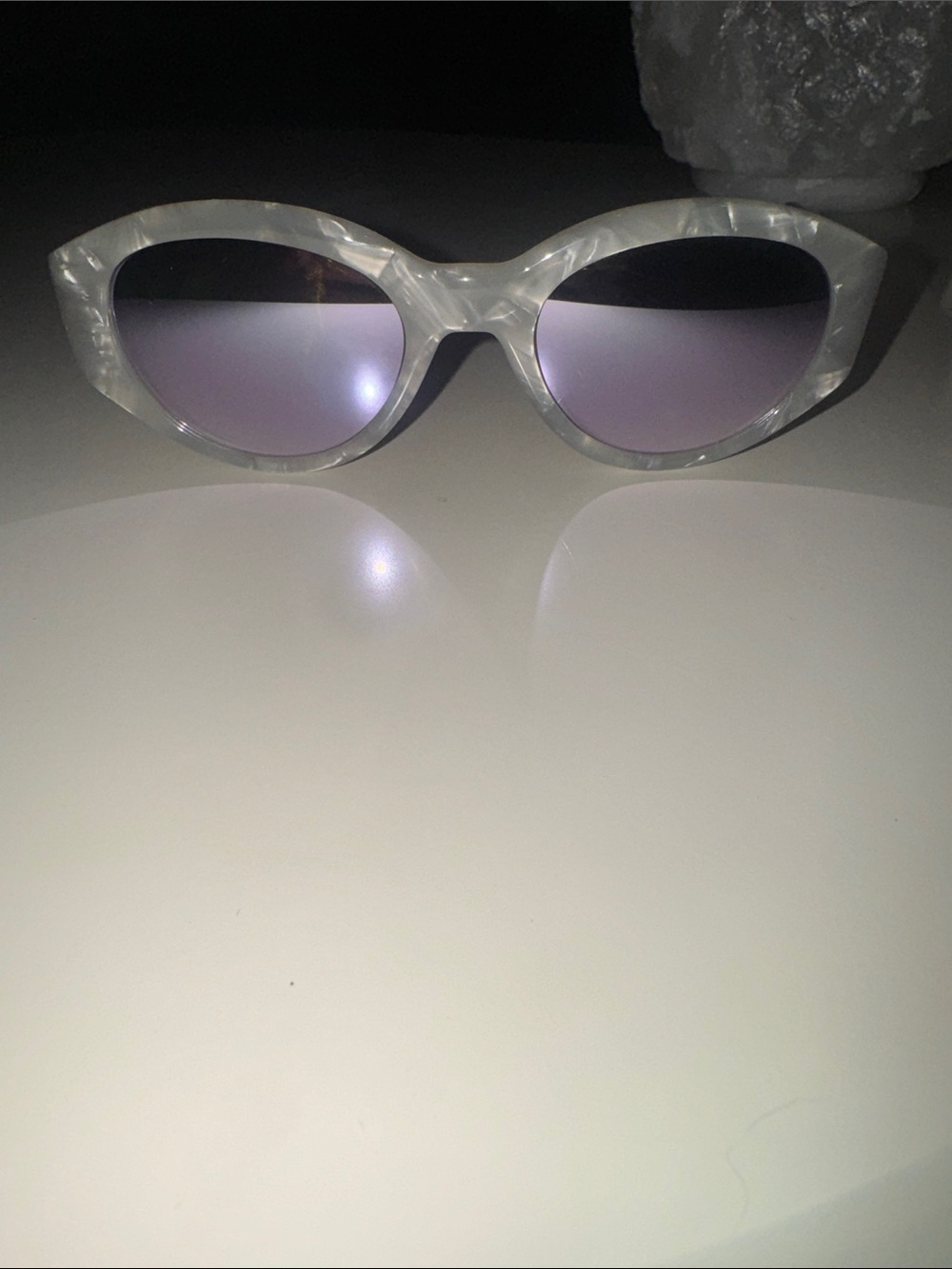 KREWE Lucy | Alabaster with custom violet gradient mirrored lens Brand new